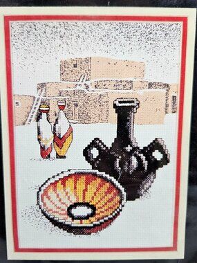 Vtg Monarch Horizon Takealong Cross Stitch Kit Two Sisters Native Pueblo Pottery